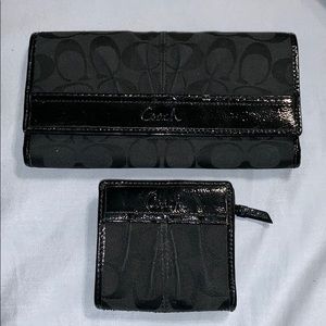 Set of two signature black coach wallets